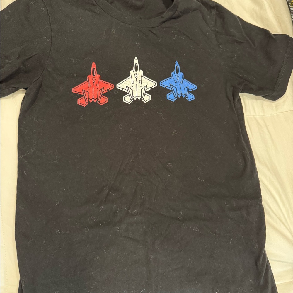 Bella Canvas F22 red white and blue shirt